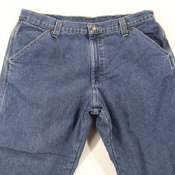 Wrangler Jeans Mens 36x30 (Fits 38x30) Blue Straight Leg Lined Hammer Hoop - Picture 2 of 10